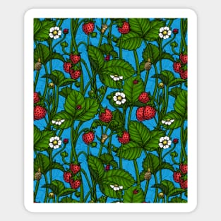 Wild strawberries, green and red Sticker